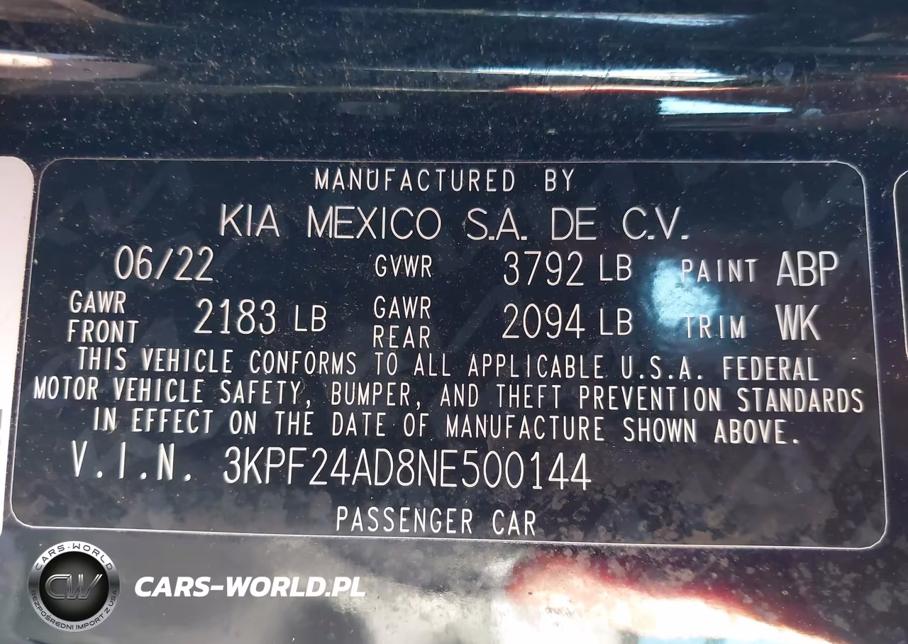 2022 Kia Forte Fe VIN:3KPF24AD8NE500144 - 9