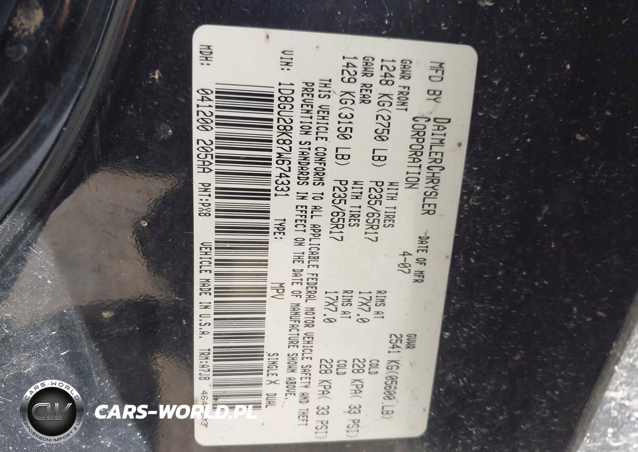 2007 Dodge Nitro Sxt VIN:1D8GU28K87W674331 - 9