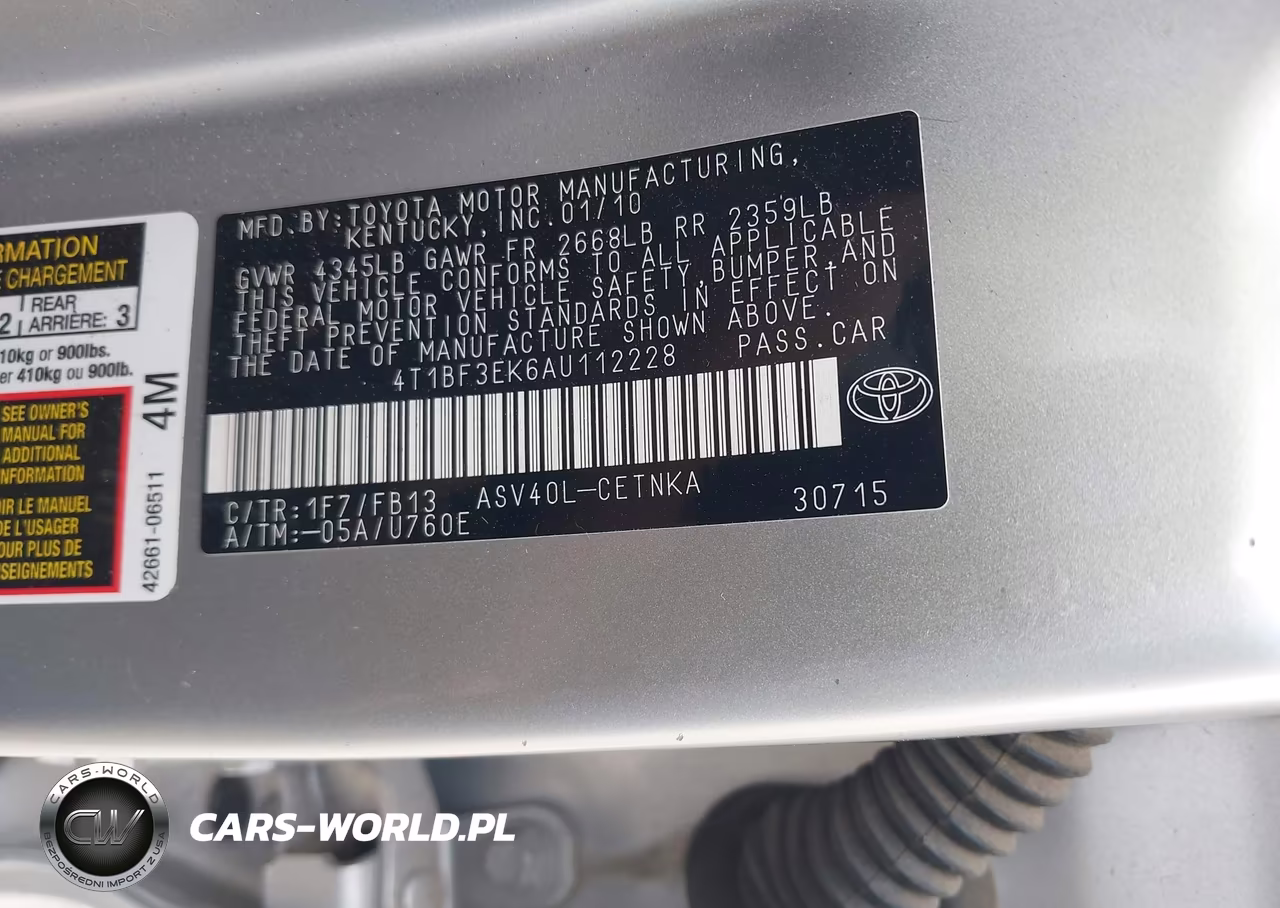 2010 Toyota Camry Le VIN:4T1BF3EK6AU112228 - 9