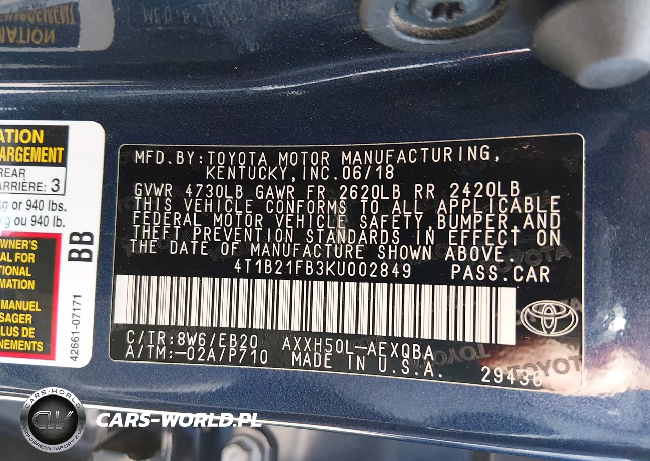 2019 Toyota Avalon Hybrid Xse VIN:4T1B21FB3KU002849 - 9