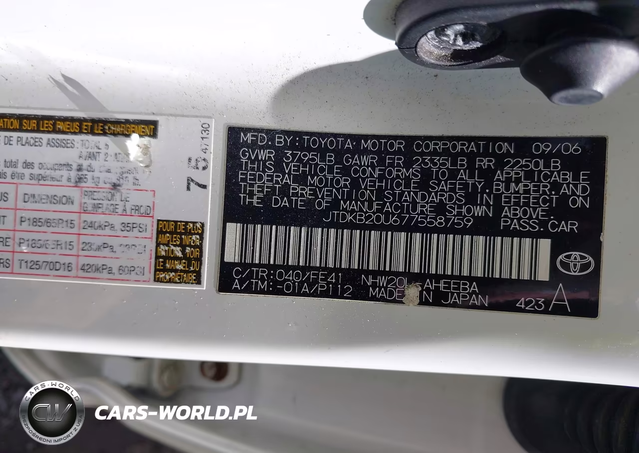 2007 Toyota Prius VIN:JTDKB20U677558759 - 9