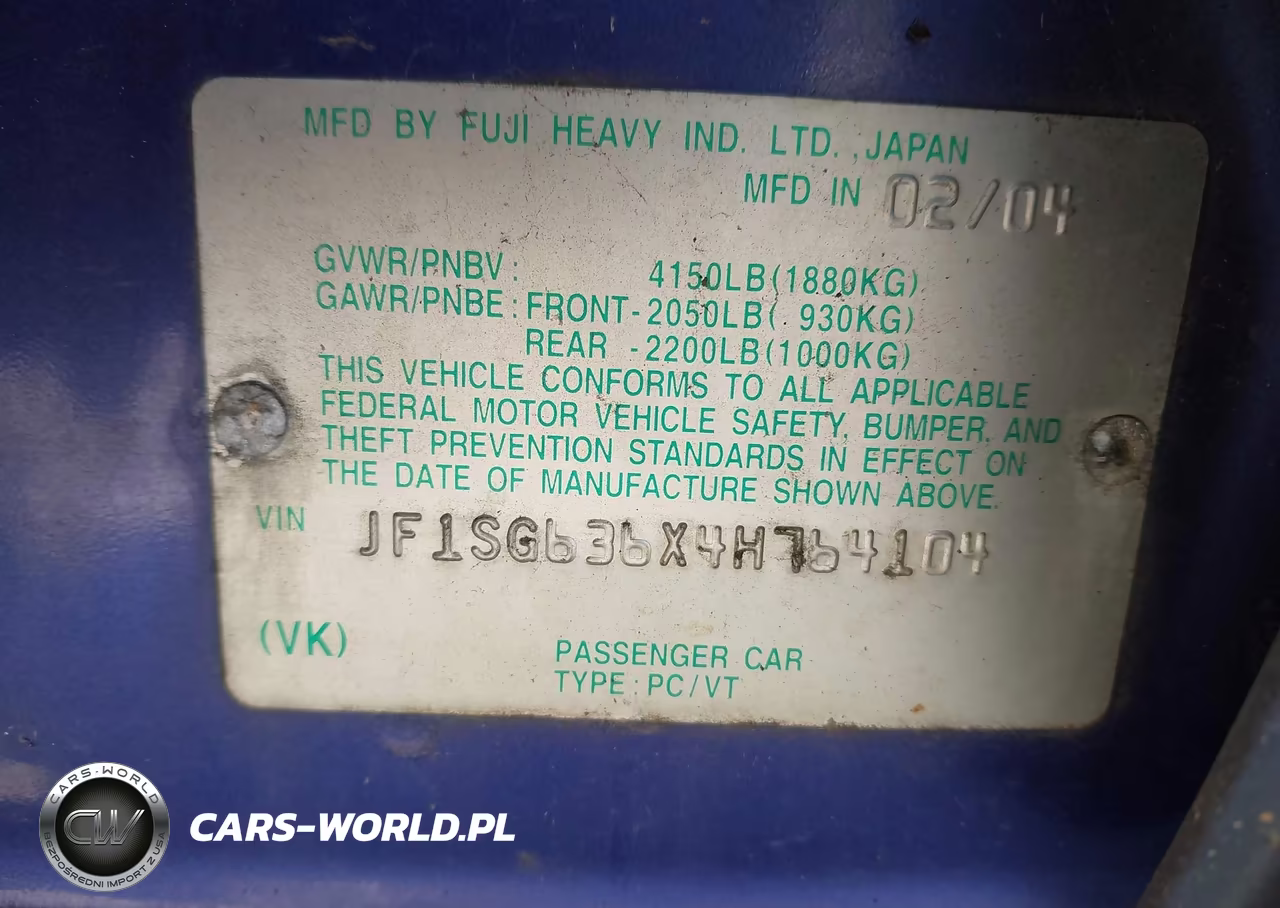 2004 Subaru Forester 2.5X VIN:JF1SG636X4H764104 - 9