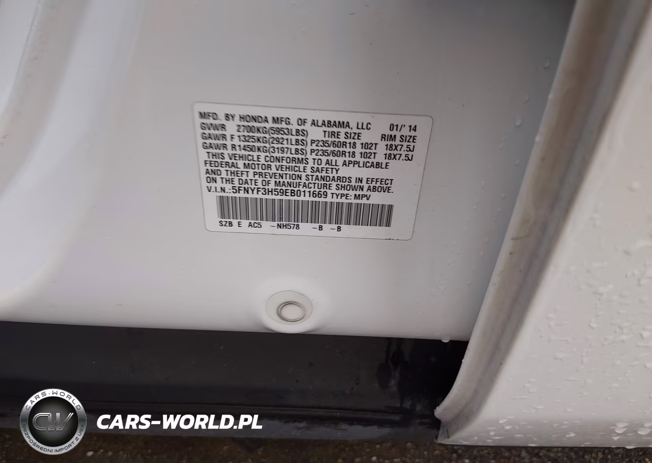 2014 Honda Pilot Ex-L VIN:5FNYF3H59EB011669 - 9