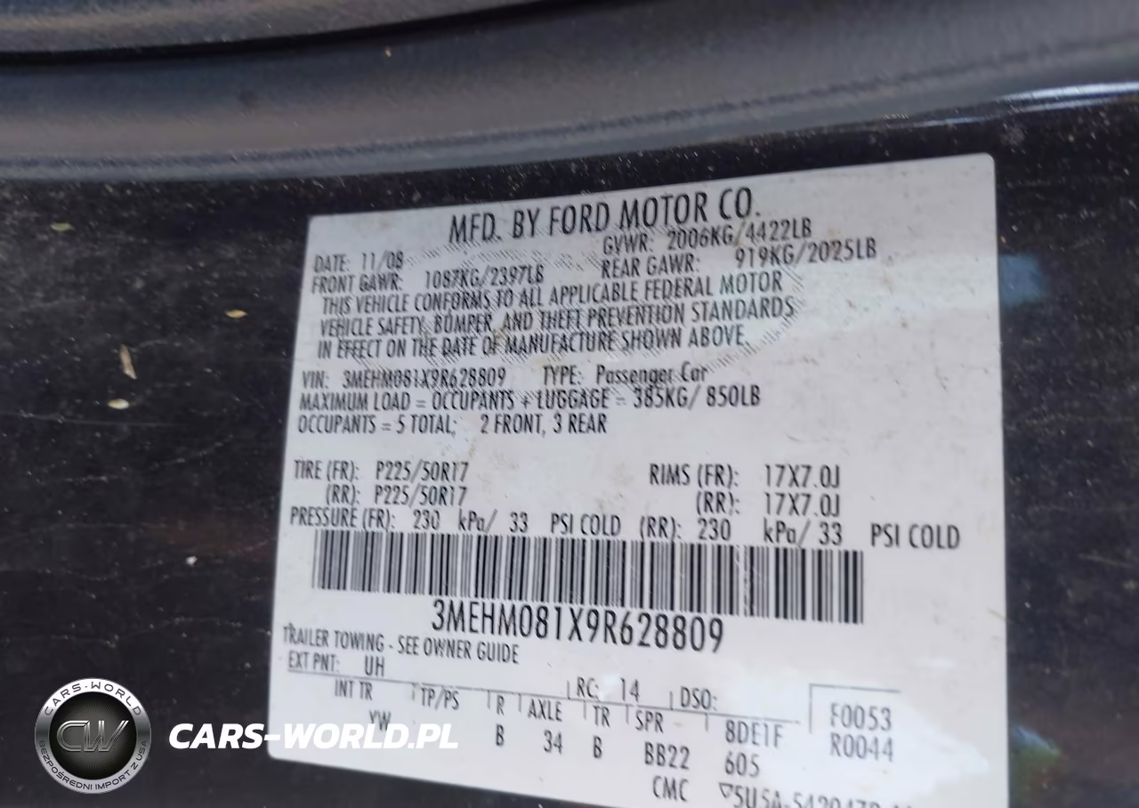 2009 Mercury Milan V6 Premier VIN:3MEHM081X9R628809 - 9