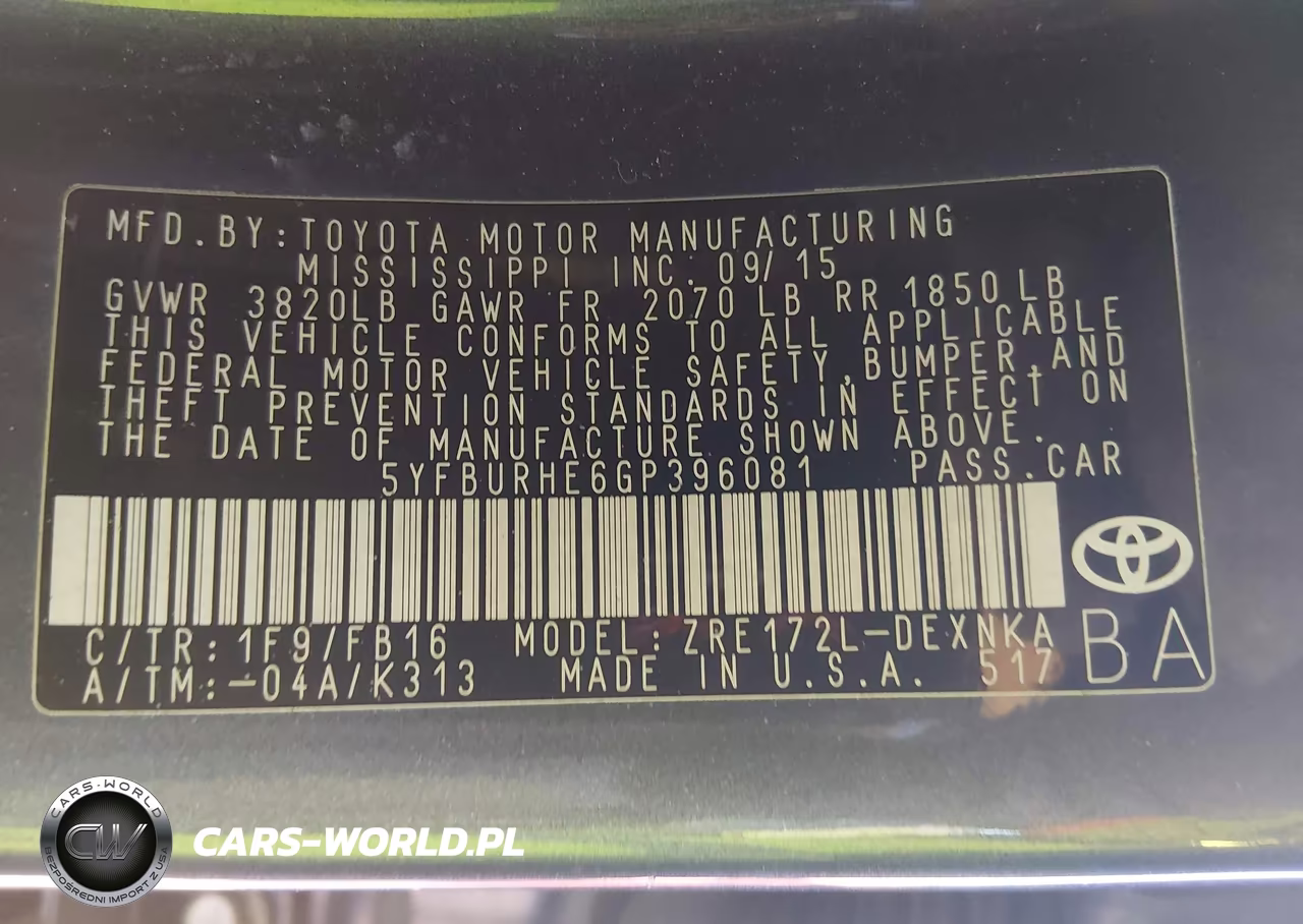 2016 Toyota Corolla Le VIN:5YFBURHE6GP396081 - 9