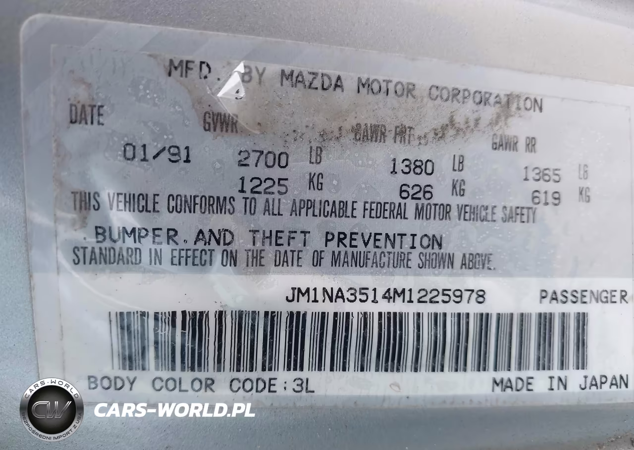 1991 Mazda Mx-5 Miata VIN:JM1NA3514M1225978 - 9