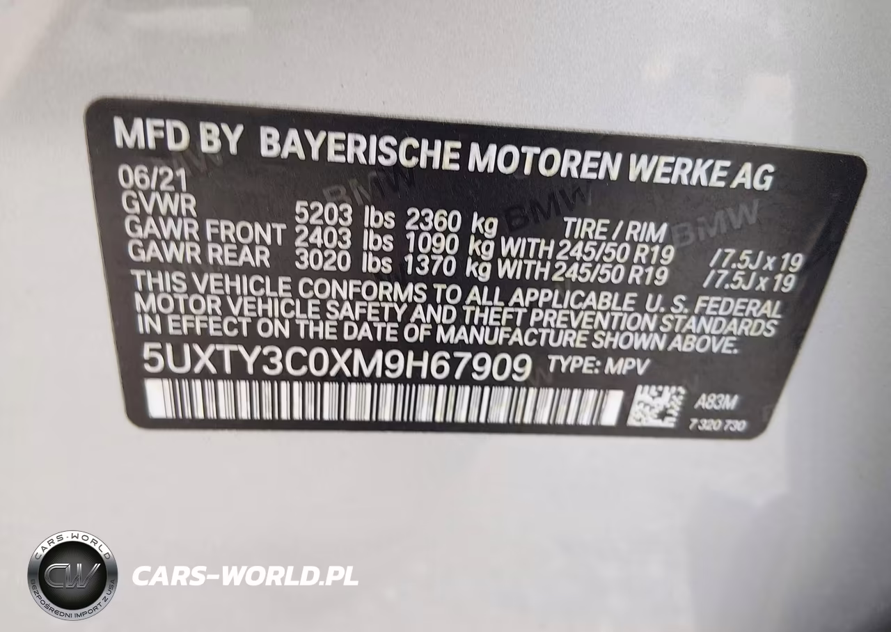 2021 BMW X3 Sdrive30I VIN:5UXTY3C0XM9H67909 - 9