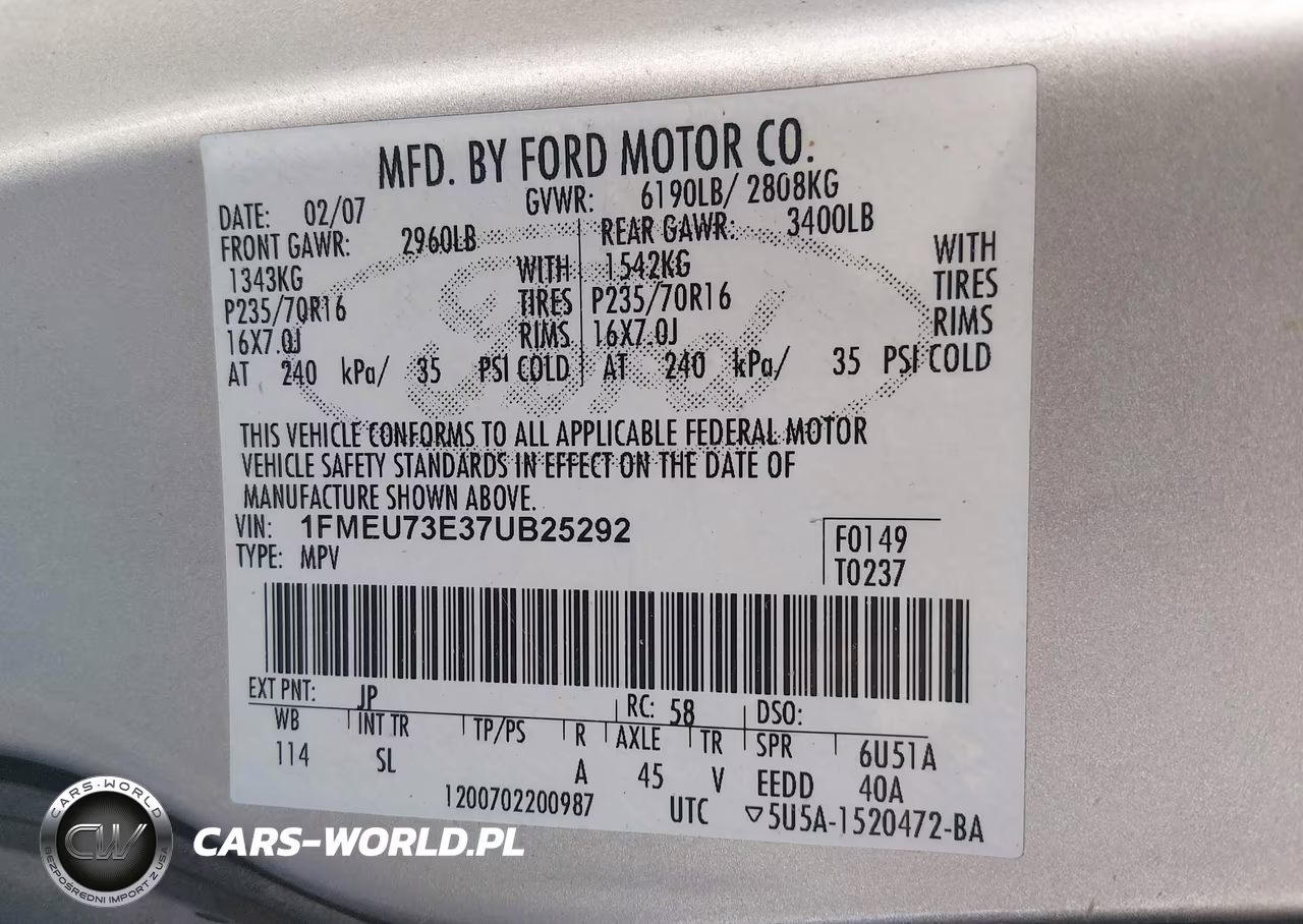 2007 Ford Explorer Xlt VIN:1FMEU73E37UB25292 - 9
