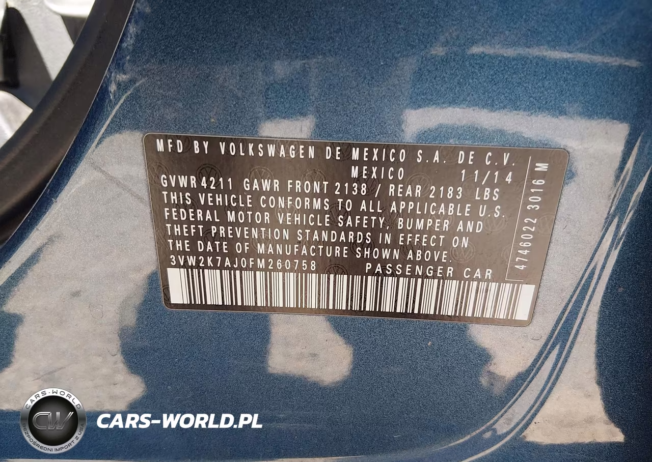 2015 Volkswagen Jetta 2.0L S VIN:3VW2K7AJ0FM260758 - 9