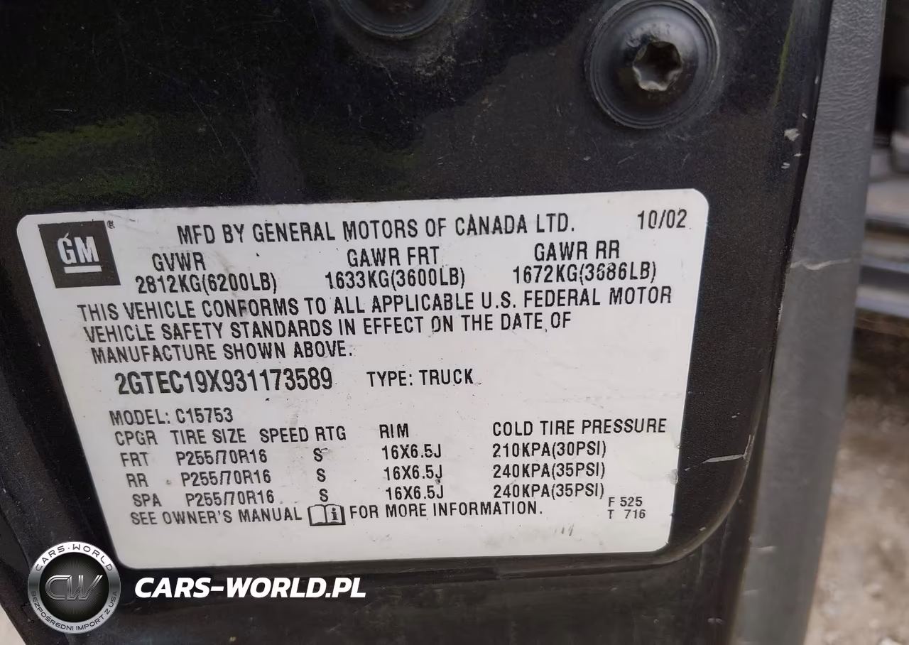 2003 GMC Sierra 1500 Work Truck VIN:2GTEC19X931173589 - 9