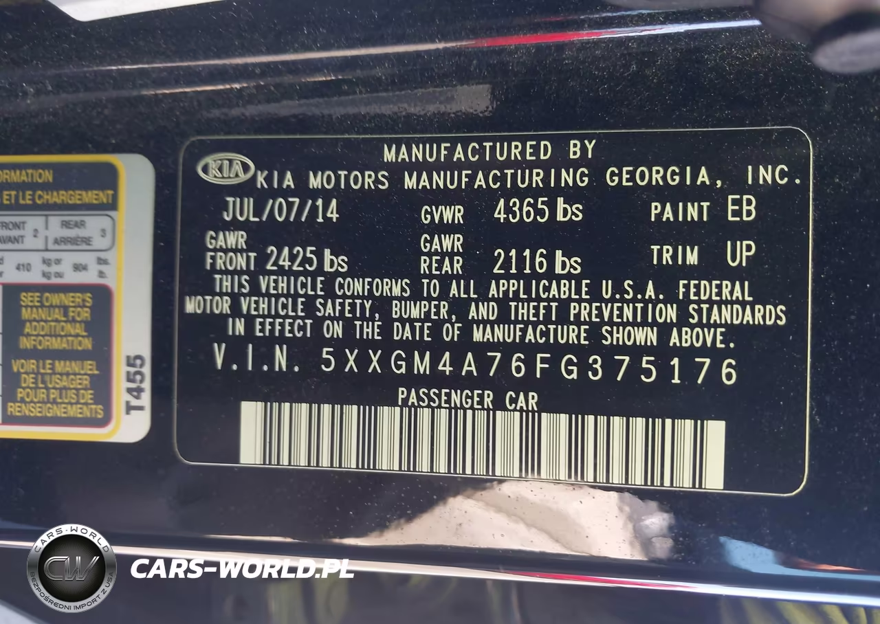 2015 Kia Optima Lx VIN:5XXGM4A76FG375176 - 9