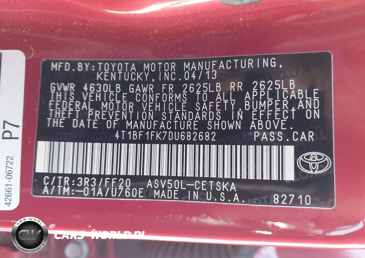 2013 Toyota Camry Se VIN:4T1BF1FK7DU682682 - 9