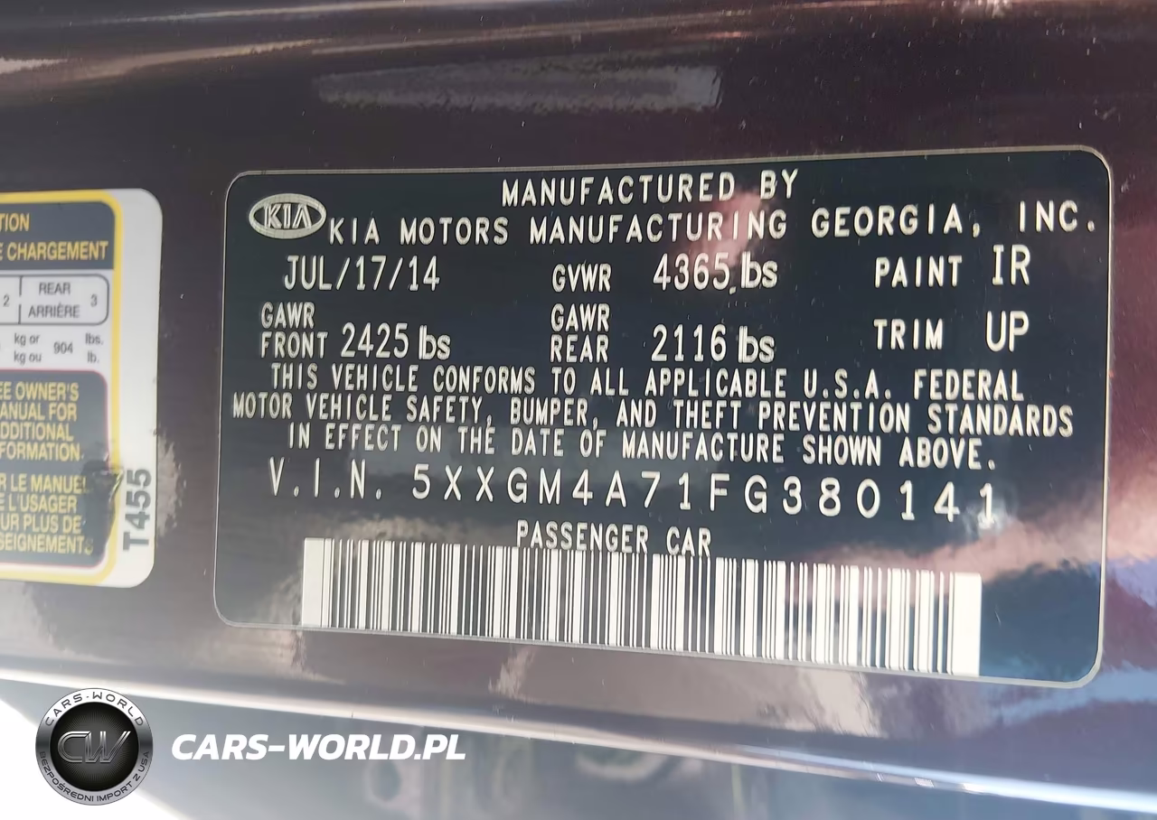 2015 Kia Optima Lx VIN:5XXGM4A71FG380141 - 9