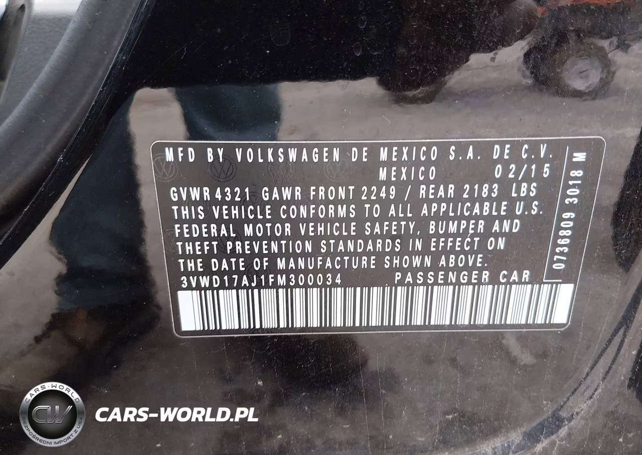 2015 Volkswagen Jetta 1.8T Se VIN:3VWD17AJ1FM300034 - 9