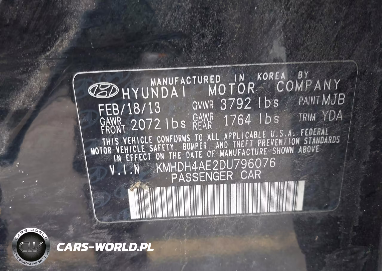2013 Hyundai Elantra Gls VIN:KMHDH4AE2DU796076 - 9