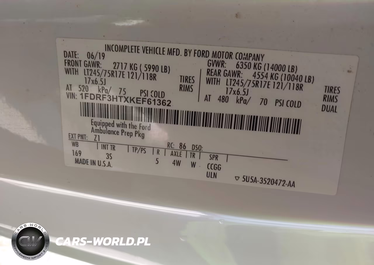 2019 Ford F-350 Chassis Xlt VIN:1FDRF3HTXKEF61362 - 9
