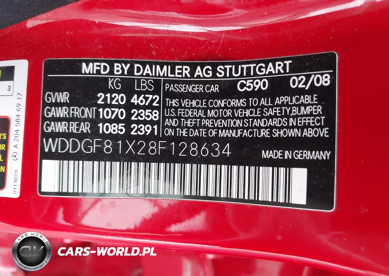2008 Mercedes-Benz C-Class 3.0L Sport VIN:WDDGF81X28F128634 - 9