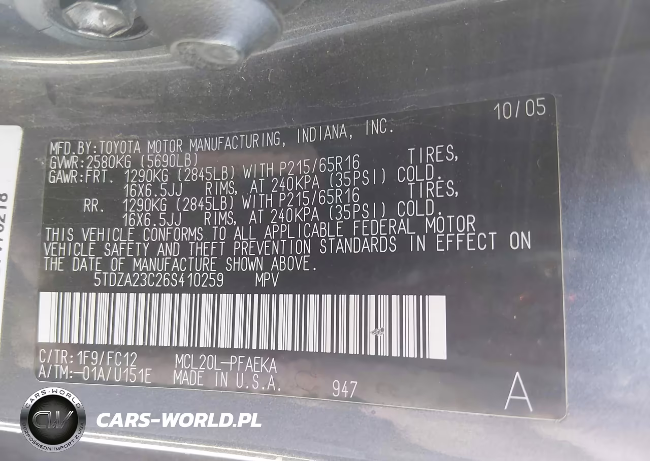 2006 Toyota Sienna Le VIN:5TDZA23C26S410259 - 9