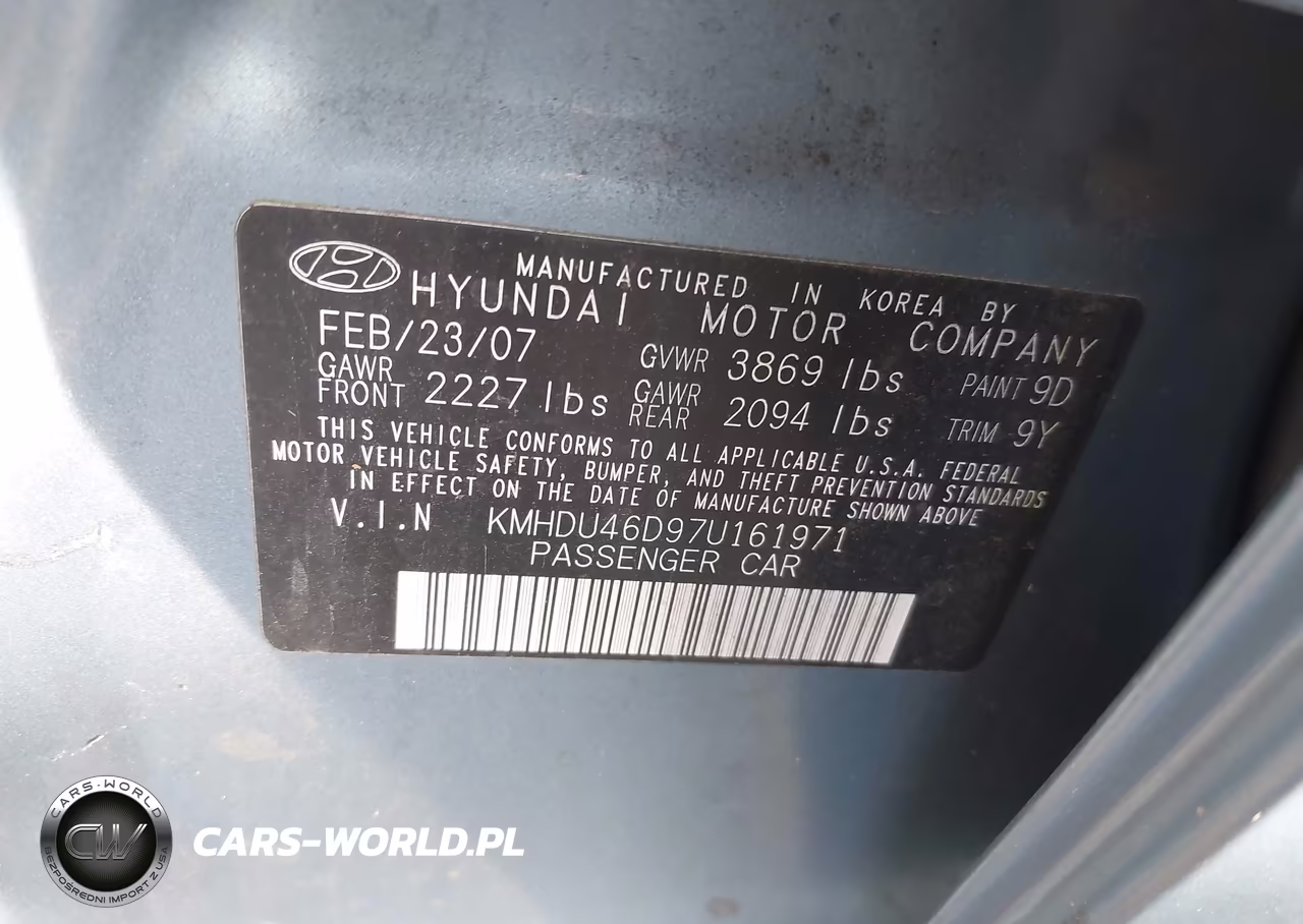 2007 Hyundai Elantra Gls-Limited-Se VIN:KMHDU46D97U161971 - 9