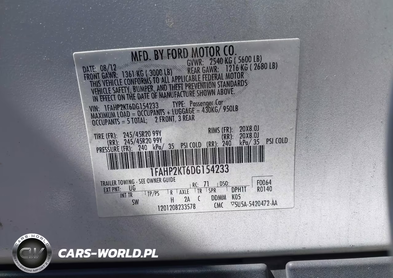 2013 Ford Taurus Sho VIN:1FAHP2KT6DG154233 - 9