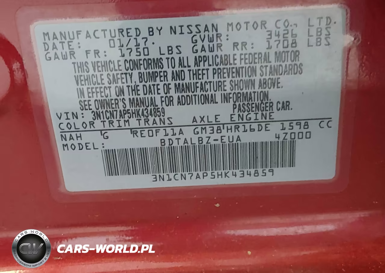 2017 Nissan Versa 1.6 Sv VIN:3N1CN7AP5HK434859 - 9
