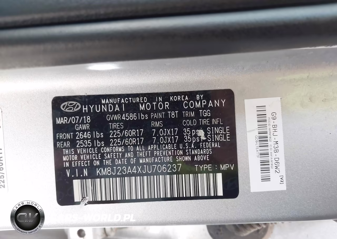 2018 Hyundai Tucson Se VIN:KM8J23A4XJU706237 - 9