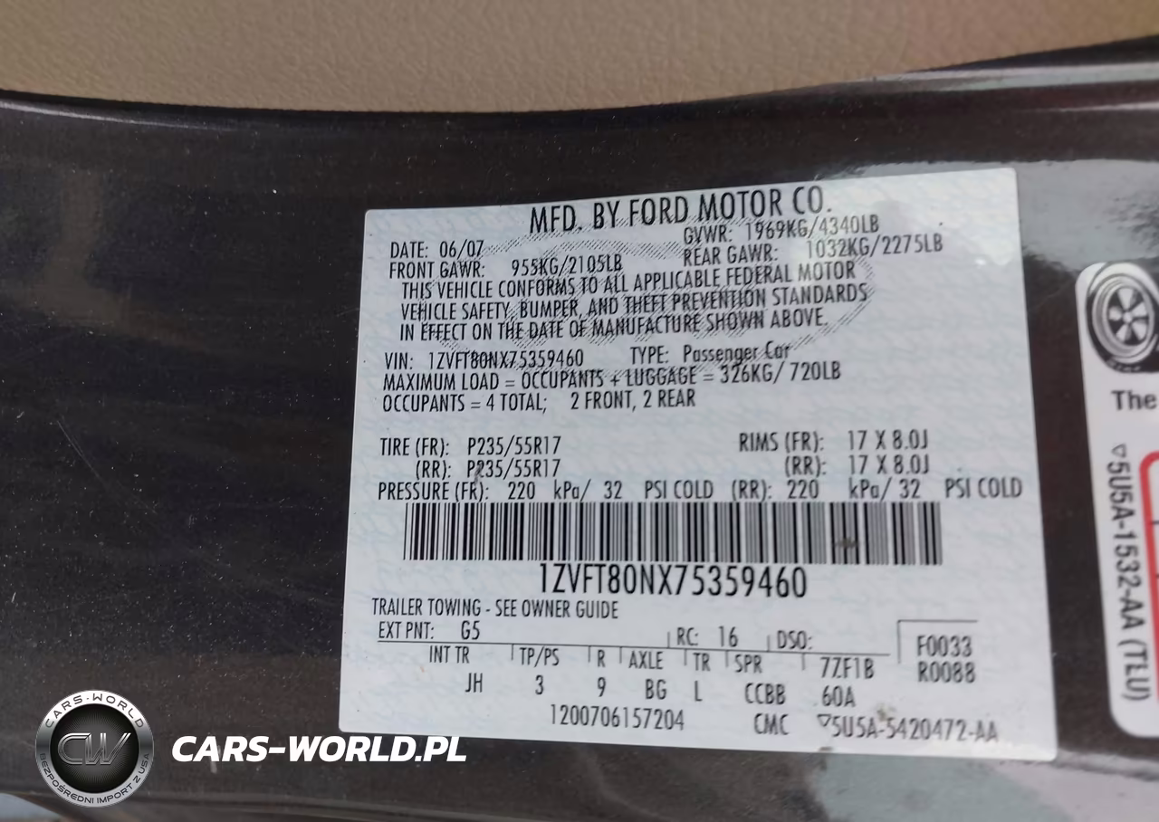 2007 Ford Mustang V6 Deluxe-V6 Premium VIN:1ZVFT80NX75359460 - 9