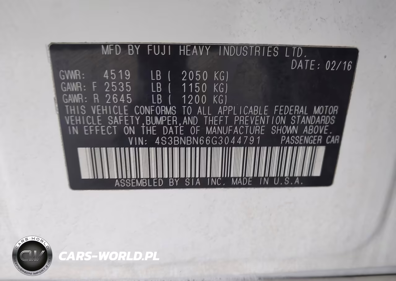 2016 Subaru Legacy 2.5I Limited VIN:4S3BNBN66G3044791 - 9