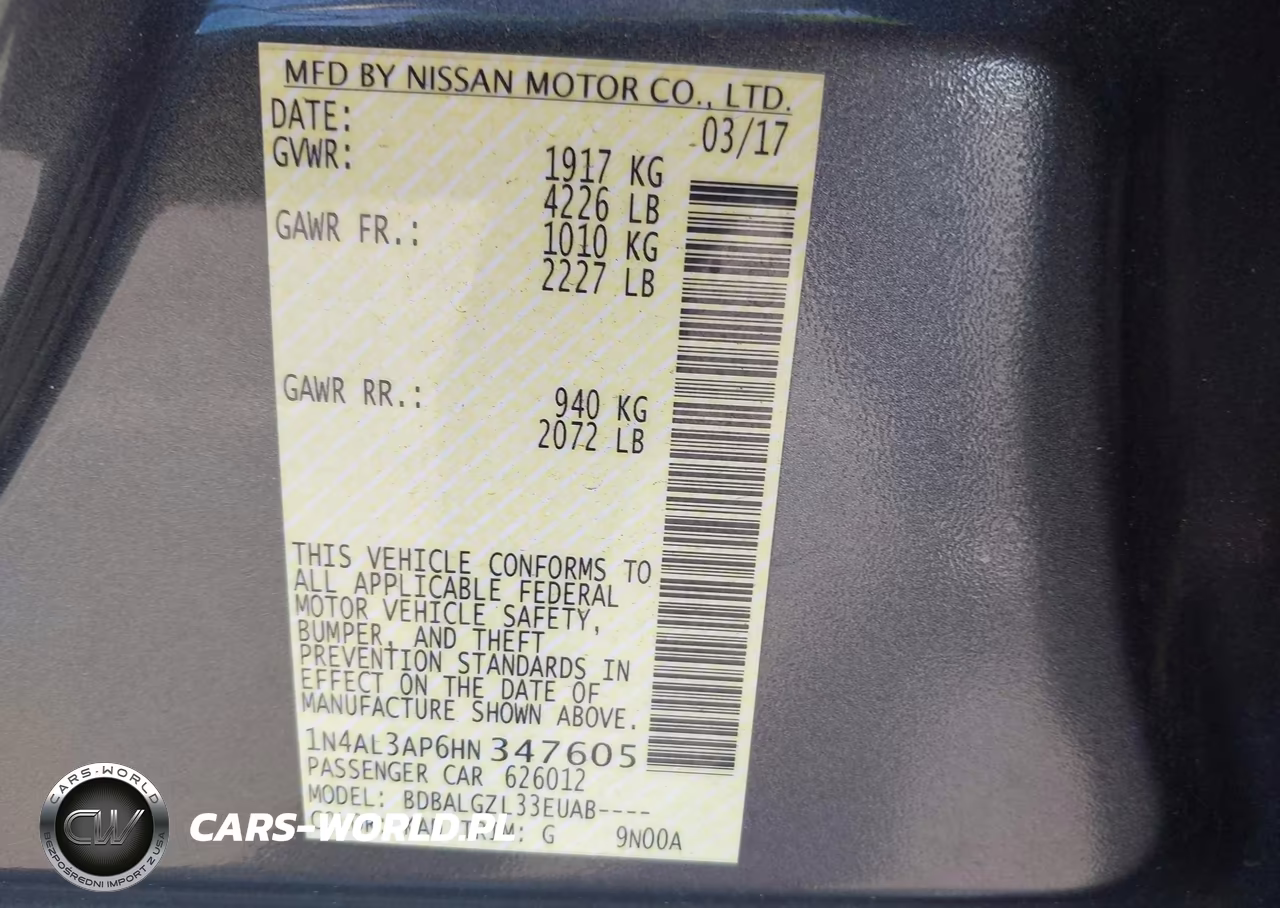2017 Nissan Altima 2.5 S VIN:1N4AL3AP6HN347605 - 9