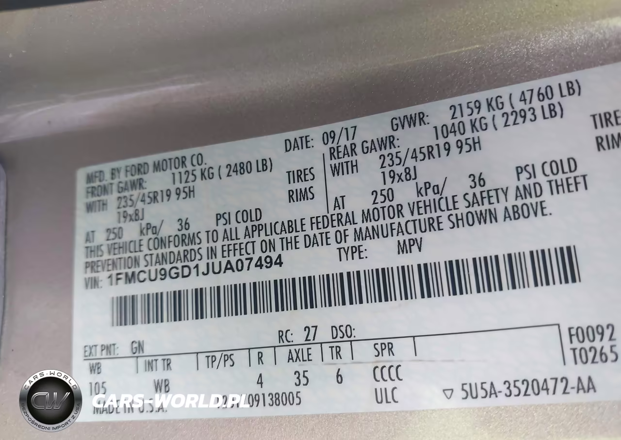2018 Ford Escape Se VIN:1FMCU9GD1JUA07494 - 9