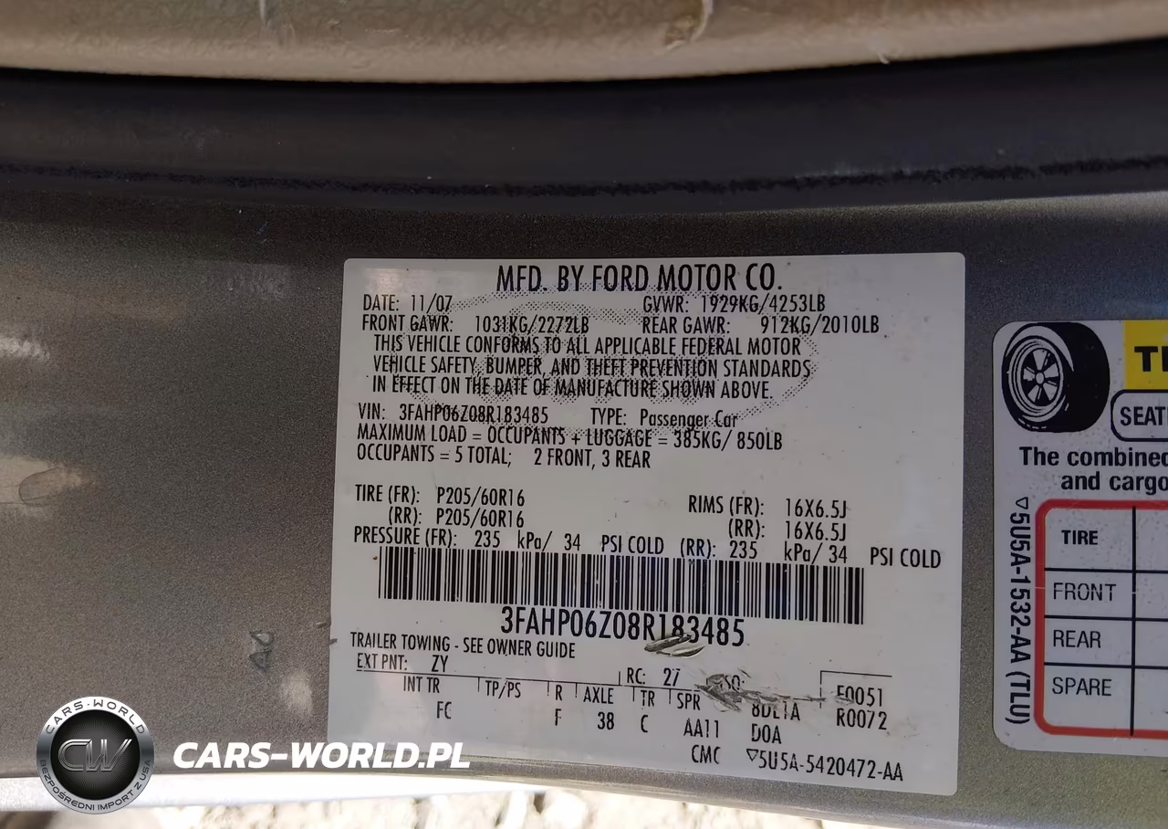 2008 Ford Fusion S VIN:3FAHP06Z08R183485 - 9