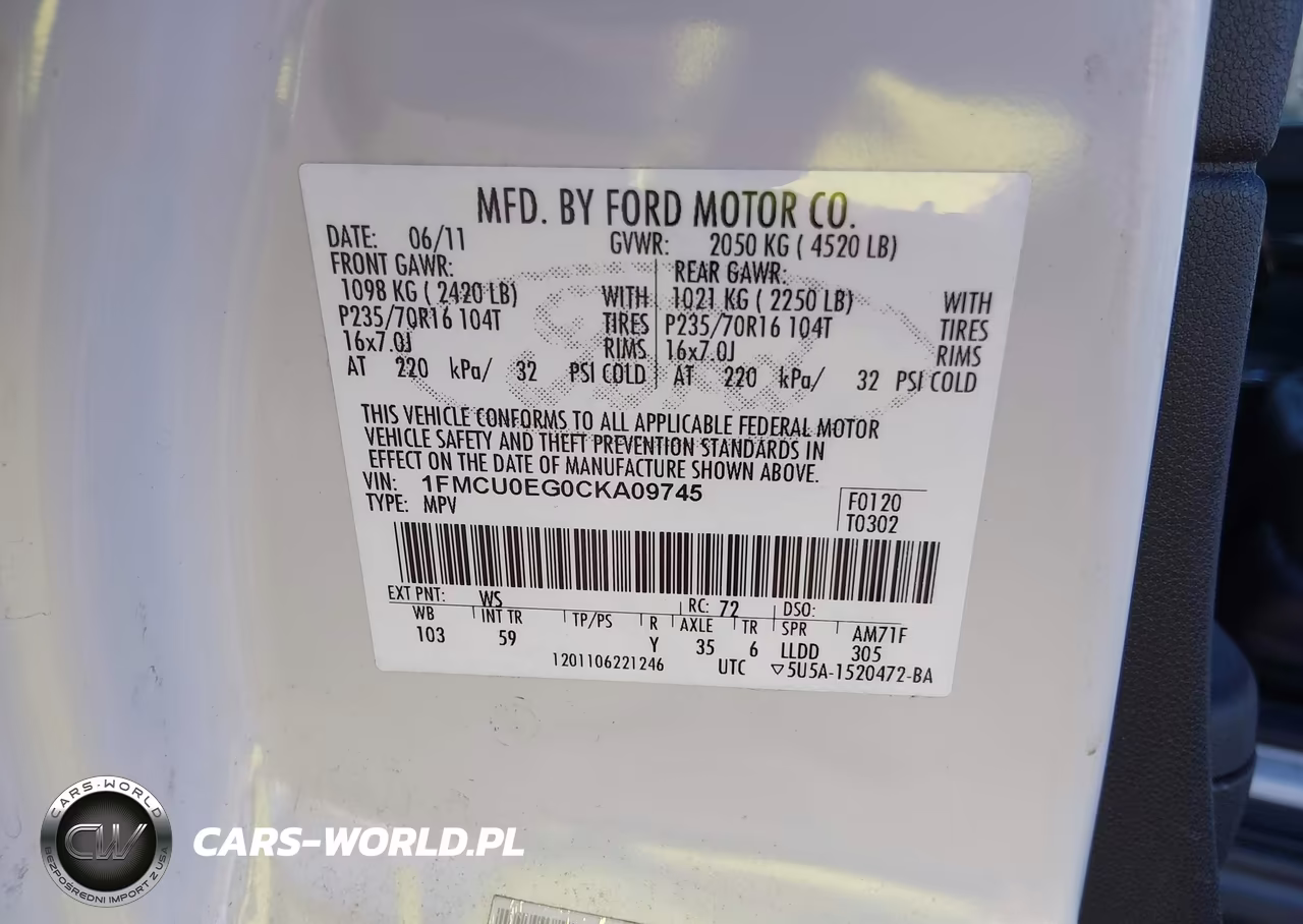 2012 Ford Escape Limited VIN:1FMCU0EG0CKA09745 - 9