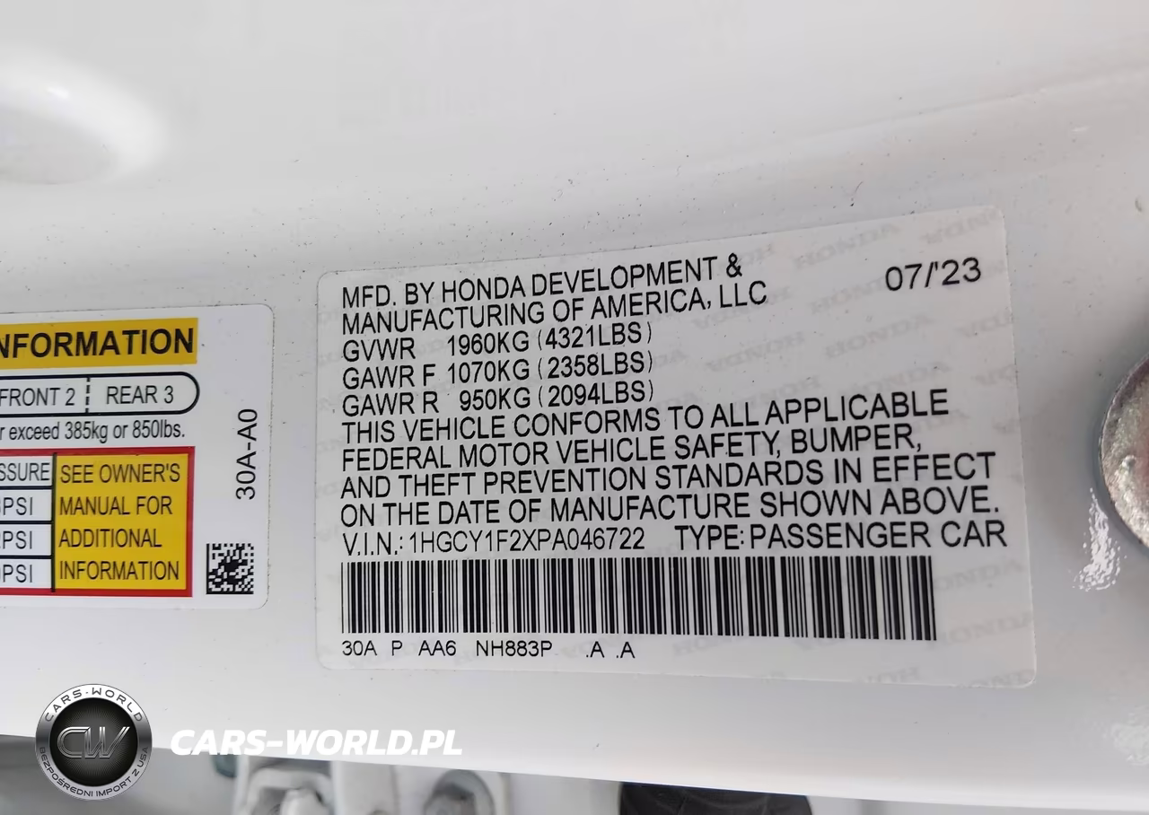 2023 Honda Accord Lx VIN:1HGCY1F2XPA046722 - 9