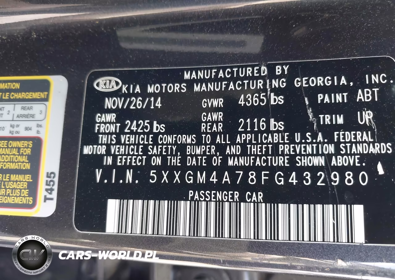 2015 Kia Optima Lx VIN:5XXGM4A78FG432980 - 9