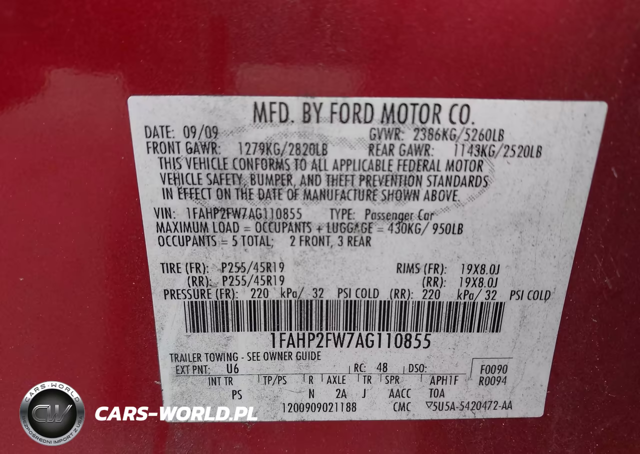 2010 Ford Taurus Limited VIN:1FAHP2FW7AG110855 - 9