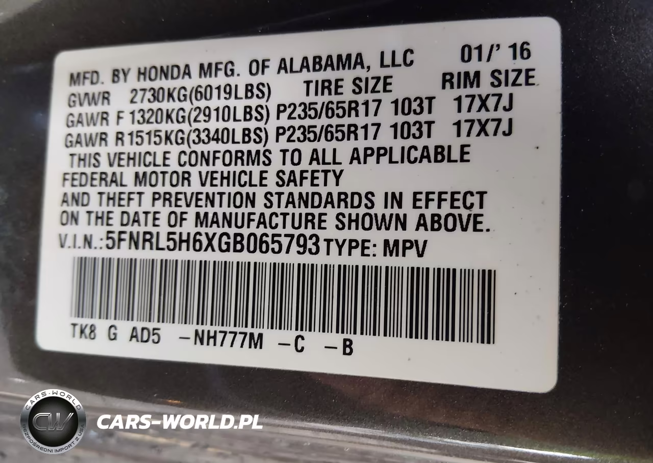 2016 Honda Odyssey Ex-L VIN:5FNRL5H6XGB065793 - 9