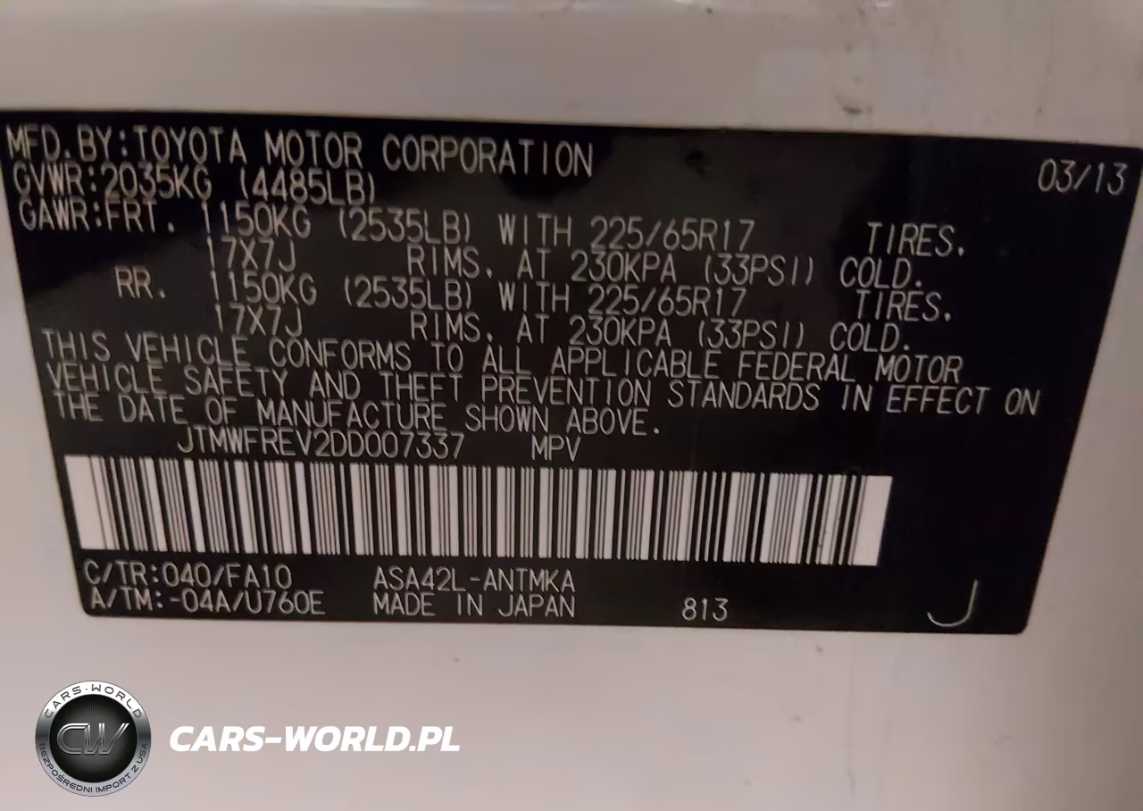 2013 Toyota Rav4 Xle VIN:JTMWFREV2DD007337 - 9