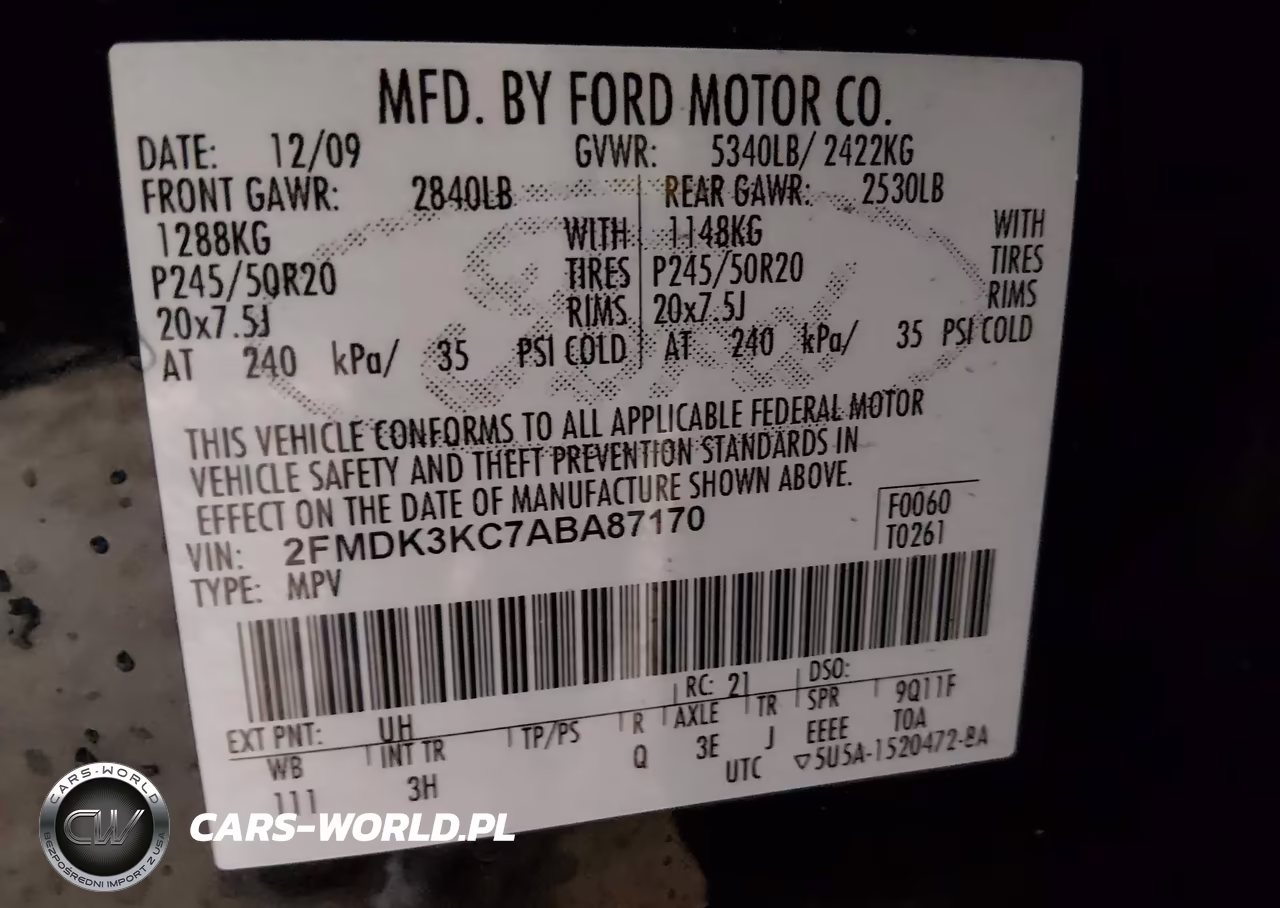 2010 Ford Edge Limited VIN:2FMDK3KC7ABA87170 - 9