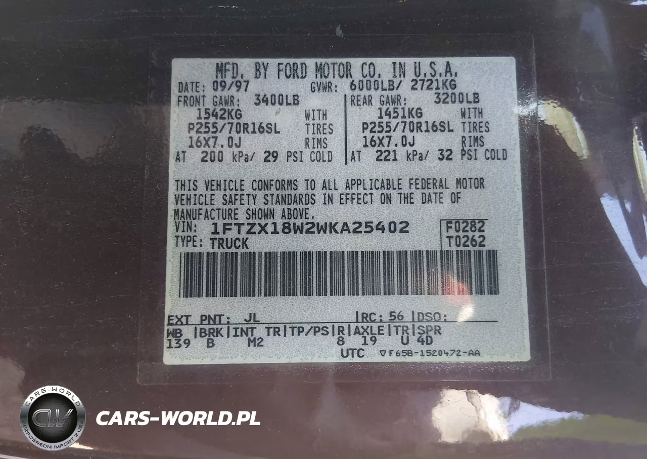 1998 Ford F150 VIN:1FTZX18W2WKA25402 - 9