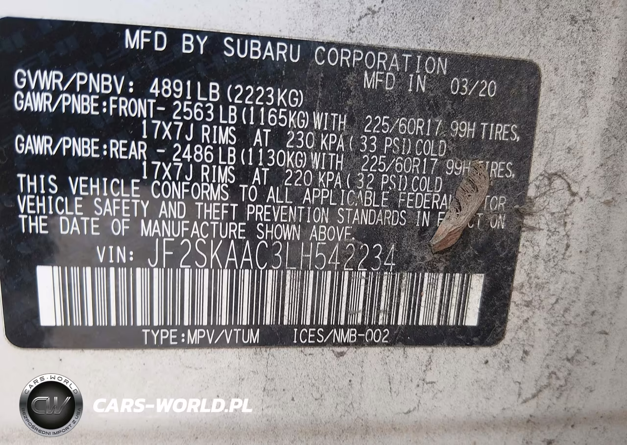 2020 Subaru Forester VIN:JF2SKAAC3LH542234 - 9