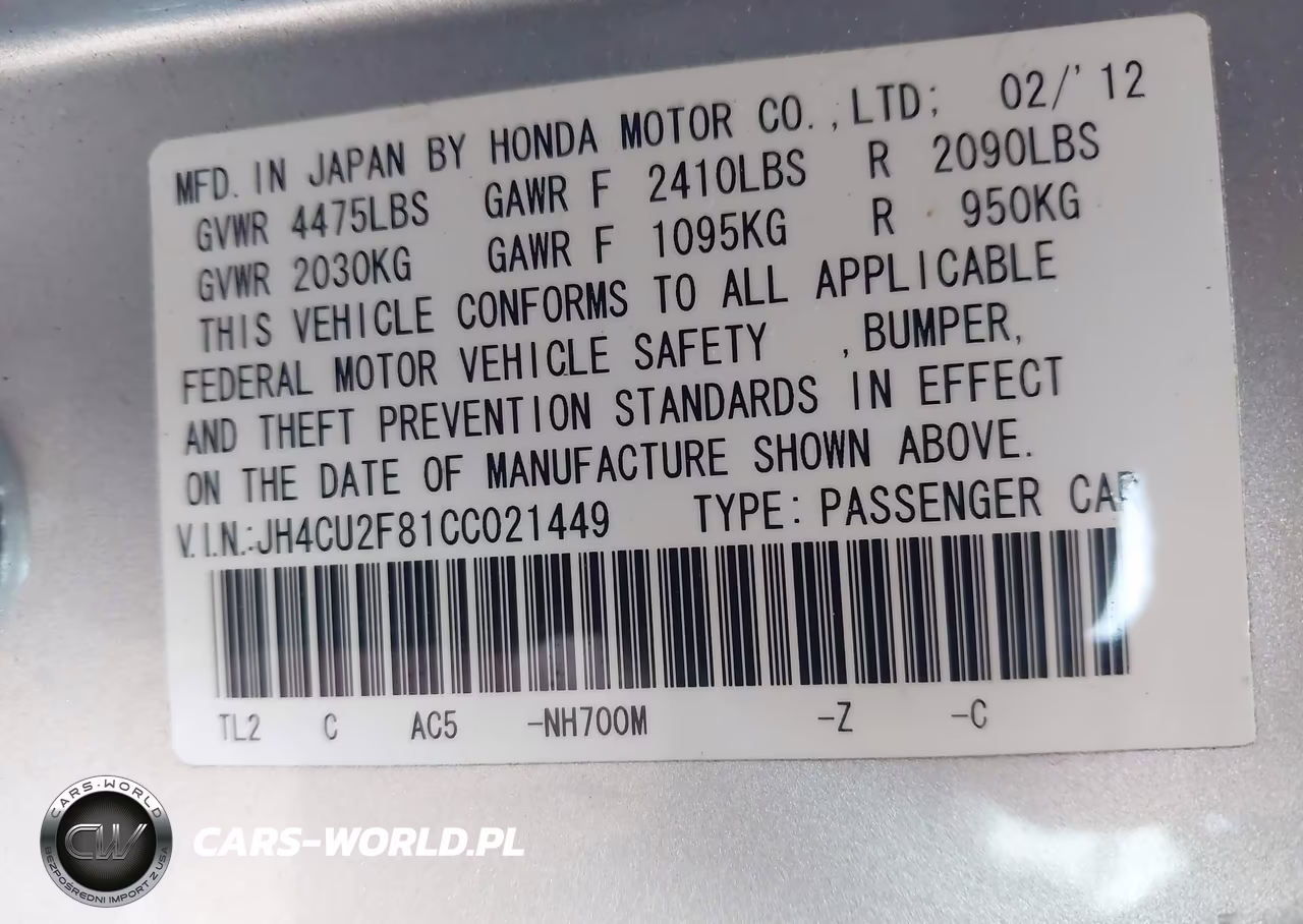 2012 Acura Tsx 2.4 VIN:JH4CU2F81CC021449 - 9
