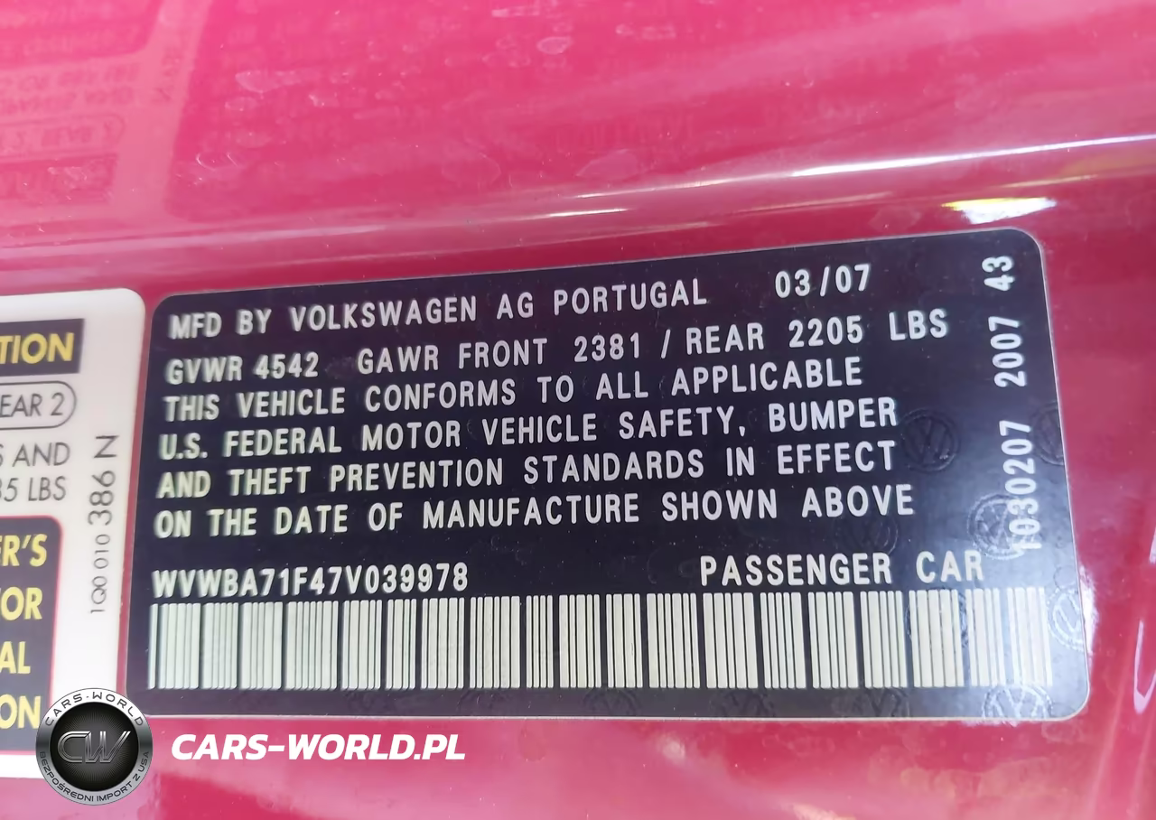 2007 Volkswagen Eos 2.0T VIN:WVWBA71F47V039978 - 9
