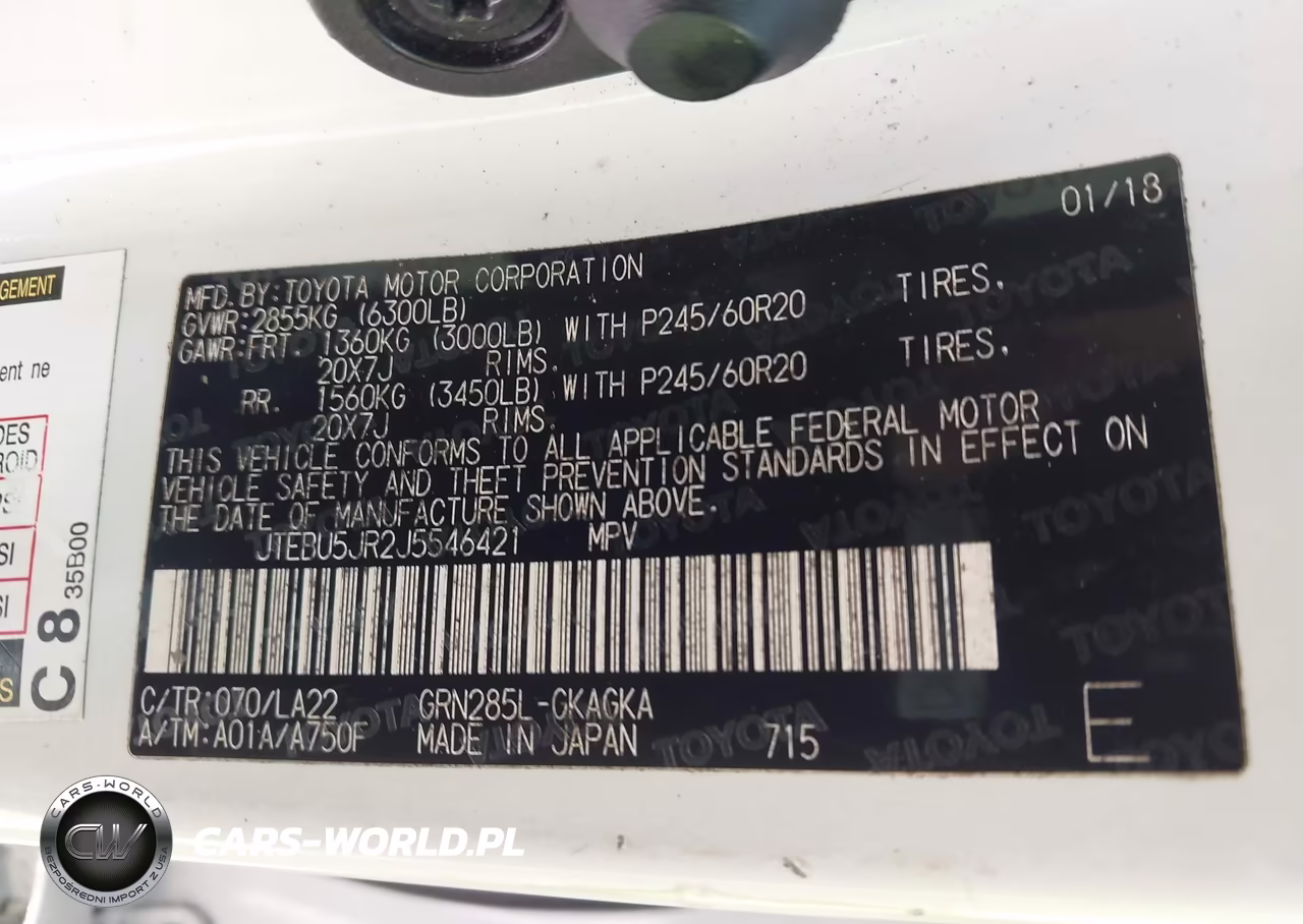 2018 Toyota 4Runner Limited VIN:JTEBU5JR2J5546421 - 9