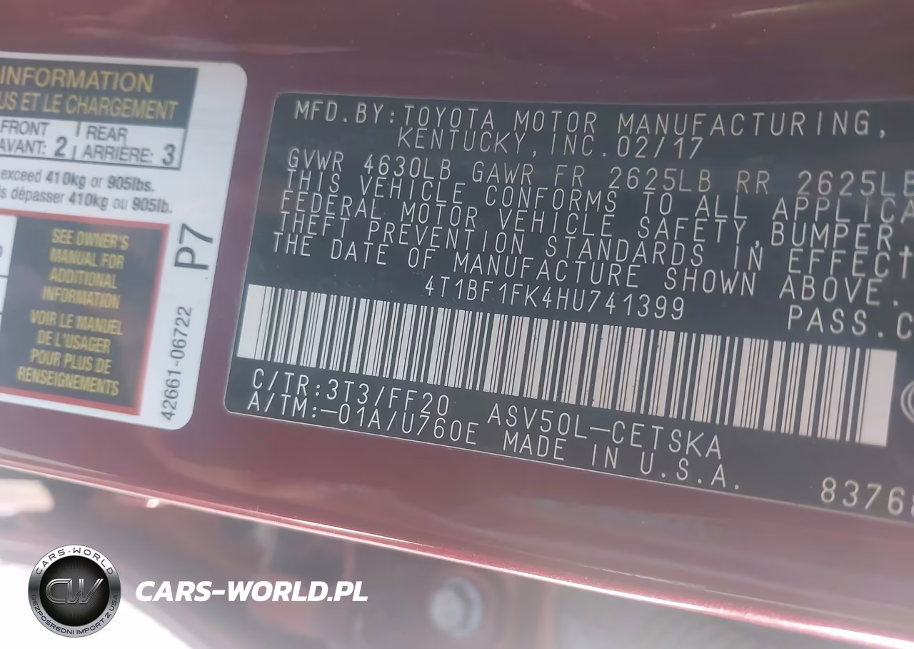 2017 Toyota Camry Se VIN:4T1BF1FK4HU741399 - 9