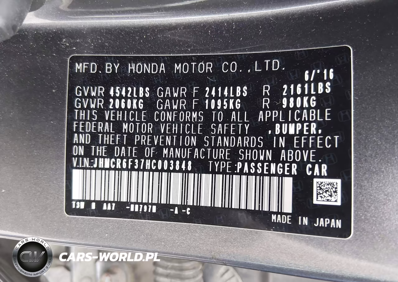 2017 Honda Accord Hybrid VIN:JHMCR6F37HC003848 - 9