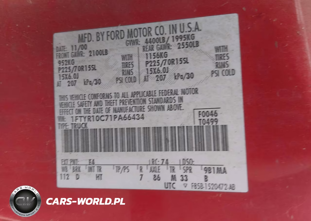 2001 Ford Ranger Xl-Xlt VIN:1FTYR10C71PA66434 - 9