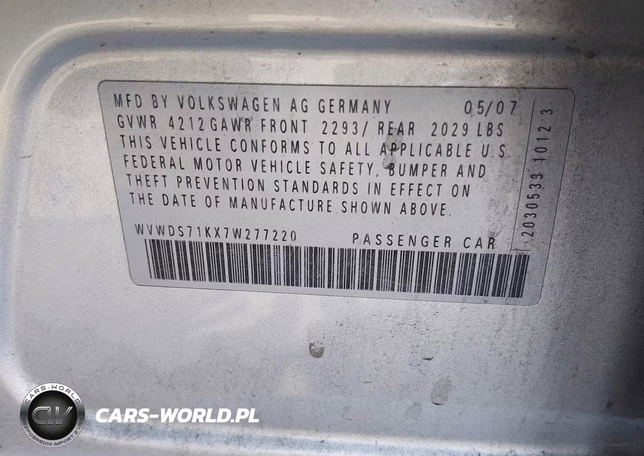 2007 Volkswagen Rabbit 4-Door VIN:WVWDS71KX7W277220 - 9