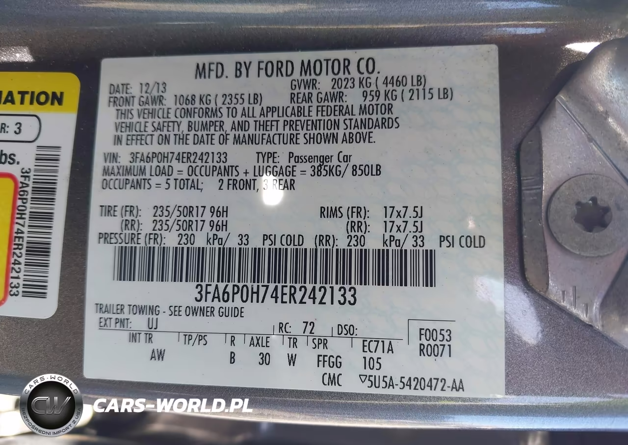2014 Ford Fusion Se VIN:3FA6P0H74ER242133 - 9