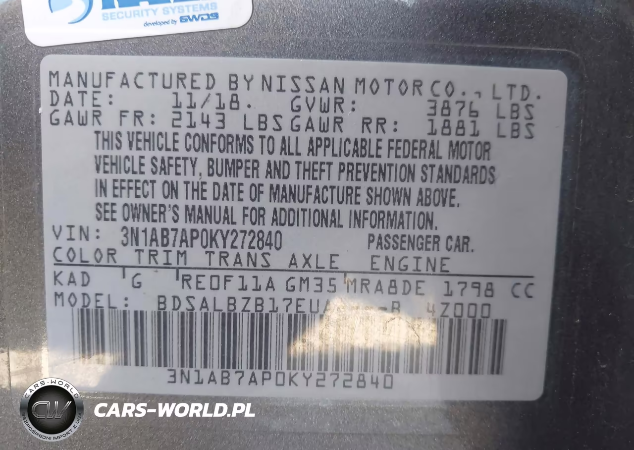 2019 Nissan Sentra S VIN:3N1AB7AP0KY272840 - 9