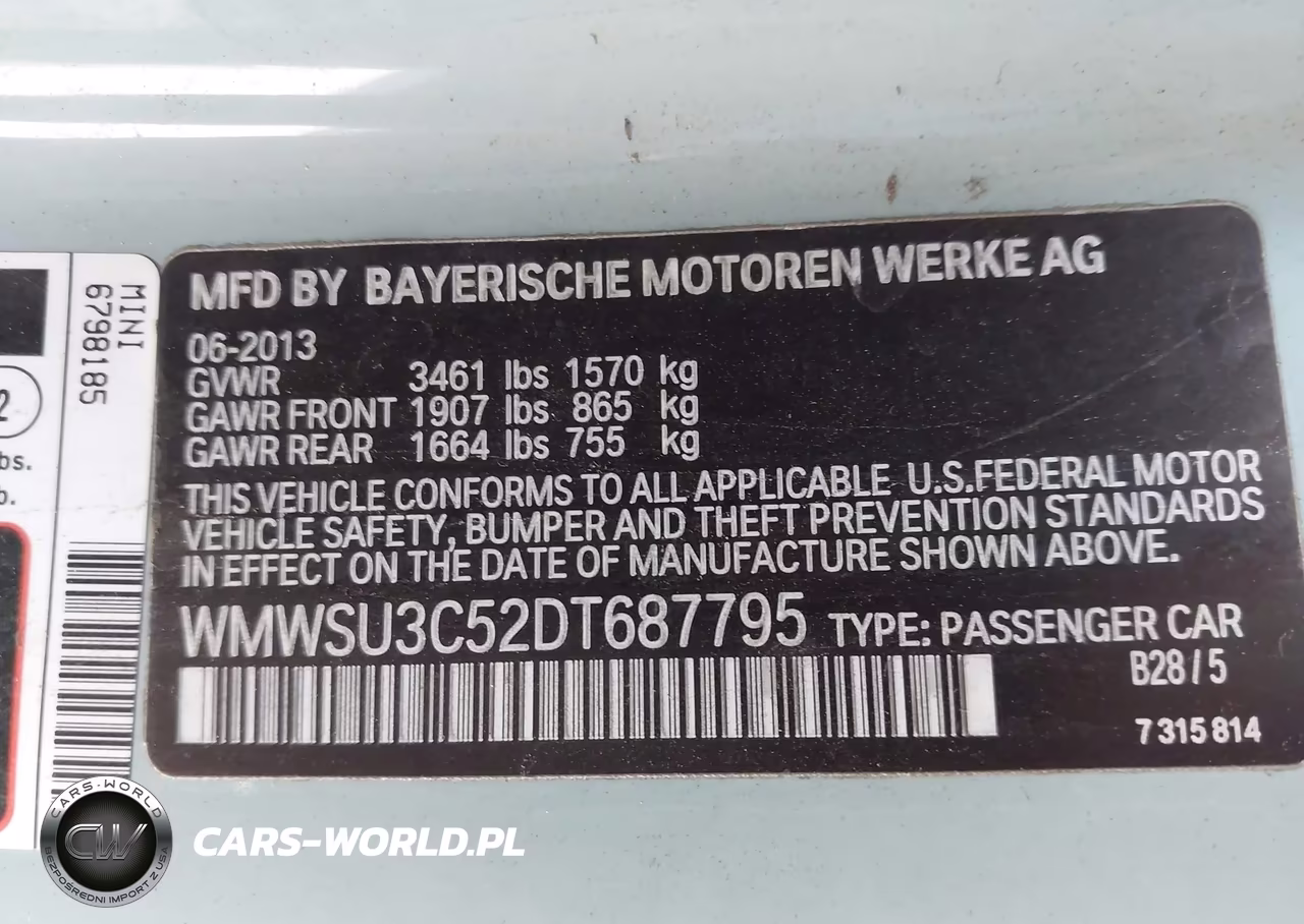 2013 Mini Hardtop Cooper VIN:WMWSU3C52DT687795 - 9